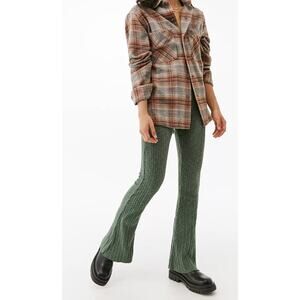 Urban Outfitters Green Ribbed Flare Pants